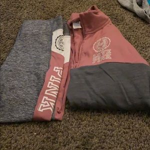 Pink leggings and sweatshirt set